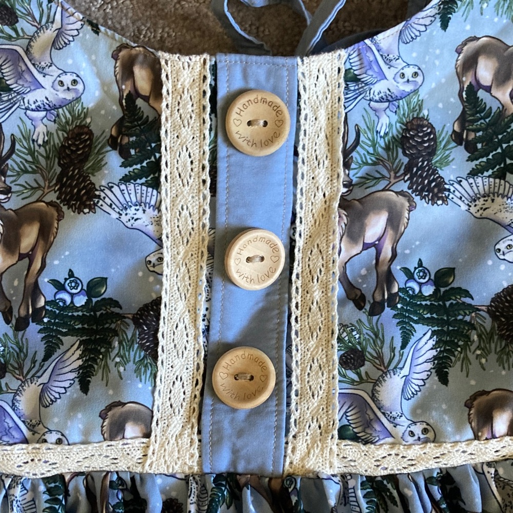 Sew Enchanted Handmade woodland snowy owl dress, ~Girls 8. - Picture 3 of 9
